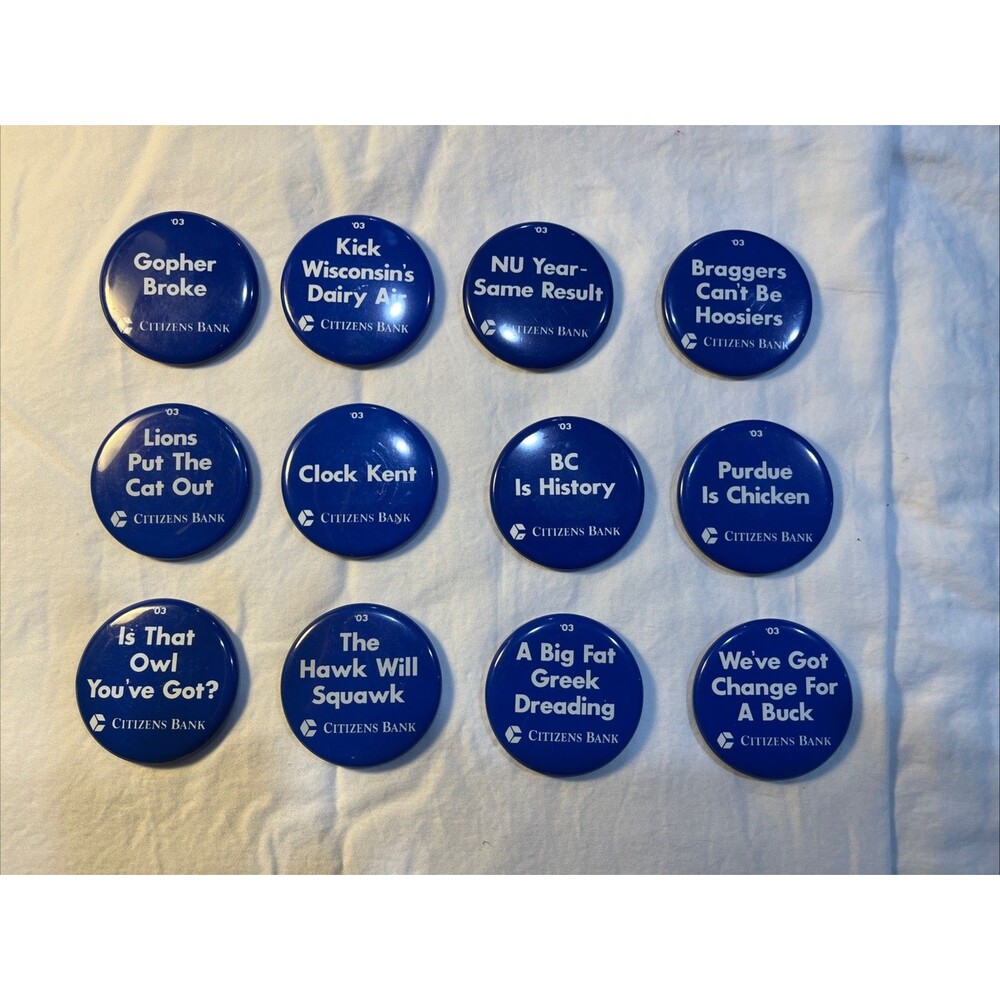 Full 2003 Penn State PSU Football Game Day Slogan Pinback Buttons Citizens Bank